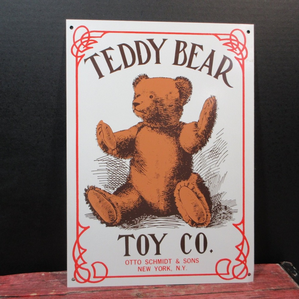 Vintage Style Teddy Bear Toy Co Otto Schmidt & Sons New York Metal Sign Decor
